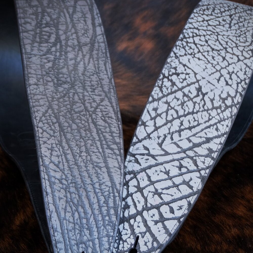 Exotic Light Grey Wildebeest Guitar Strap – Ethically Sourced Made in America